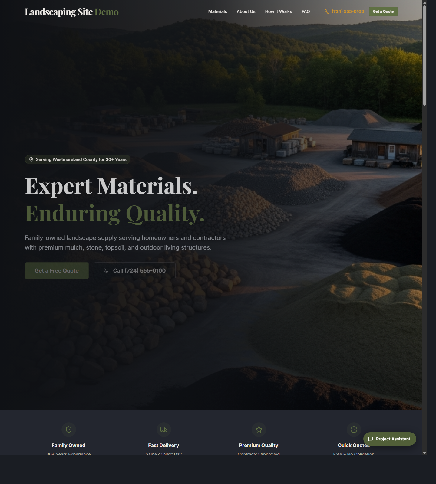 Landscape Supply Demo homepage preview