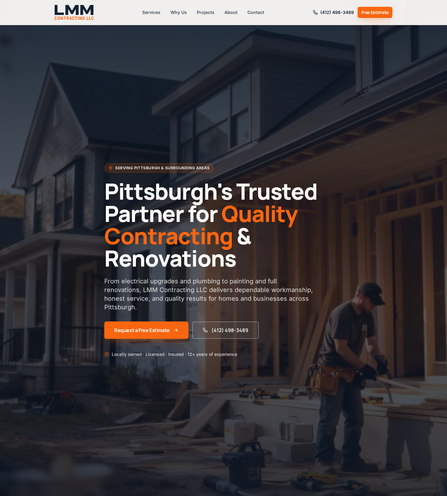 LMM Contracting LLC website preview